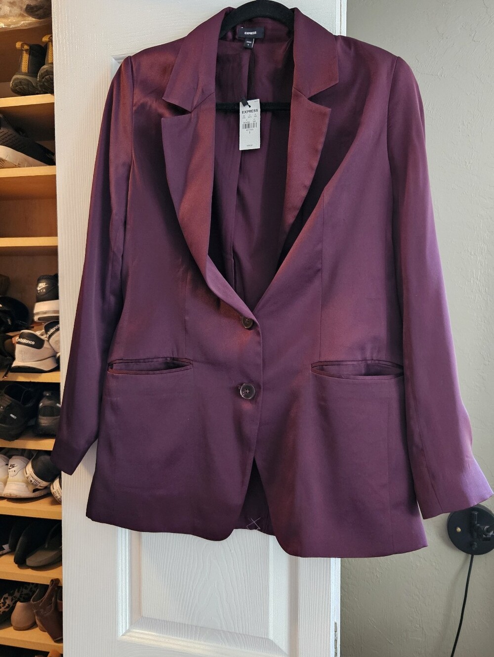 Express Plum Satin Blazer Jacket Size Small